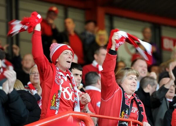 Supporters Cheering during Bristol City's Warm-Up vs Swindon Town, Ashton Gate Stadium, 2015