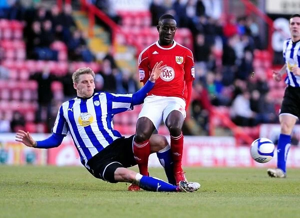 A Tackle in the FA Cup: Daniel Jones vs. Albert Adomah (Bristol City vs. Sheffield Wednesday, 08 / 01 / 2011)