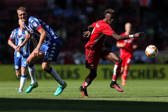 Framed Print : Tammy Abraham in Action: Bristol City vs. Wigan Athletic, Sky Bet EFL Championship, Ashton Gate Stadium, 2016