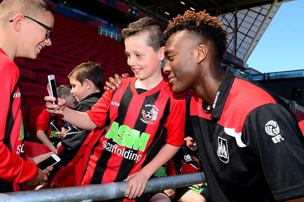 Tammy Abraham Celebrates with Fans: Bristol City's Sky Bet Championship Victory over Wolverhampton Wanderers (08.04.2017)