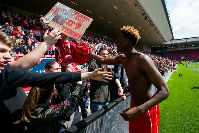 Framed Print : Tammy Abraham Celebrates Successful Loan Season with Bristol City Fans
