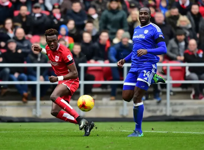 Framed Print : Tammy Abraham Crossing for Bristol City Against Cardiff City, Sky Bet Championship, Ashton Gate, January 2017