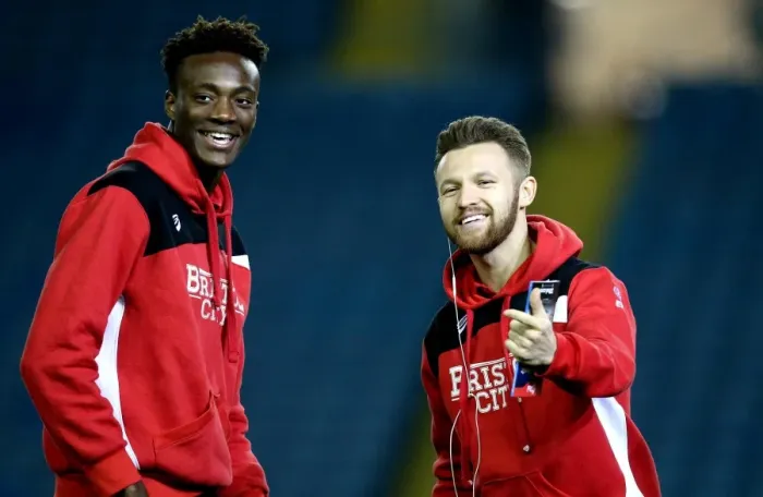 Framed Print : Tammy Abraham and Matty Taylor of Bristol City in Action against Leeds United, 2017 Framed Print : Tammy Abraham and Matty Taylor of Bristol City in Action against Leeds United, 2017