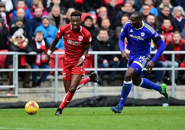 Tammy Abraham Outmaneuvers Souleymane Bamba: A Pivotal Moment in the Bristol City vs. Cardiff City Championship Clash (January 14, 2017)