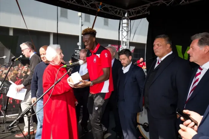 Framed Print : Tammy Abraham Receives Player of the Year Award at Bristol City's End of Season Fanzone