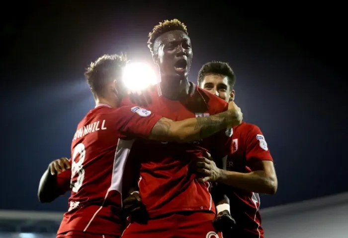 Framed Print : Tammy Abraham Scores the Thrilling Winning Goal for Bristol City Against Fulham in the EFL Cup Framed Print : Tammy Abraham Scores the Thrilling Winning Goal for Bristol City Against Fulham in the EFL Cup