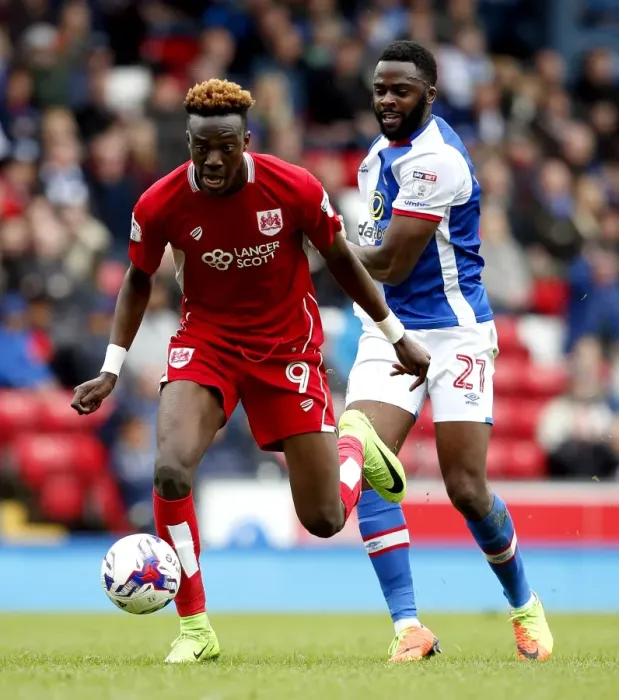 Framed Print : Tammy Abraham vs Hope Akpan Clash at Ewood Park: Blackburn Rovers vs Bristol City, Sky Bet Championship (170417) Framed Print : Tammy Abraham vs Hope Akpan Clash at Ewood Park: Blackburn Rovers vs Bristol City, Sky Bet Championship (170417)