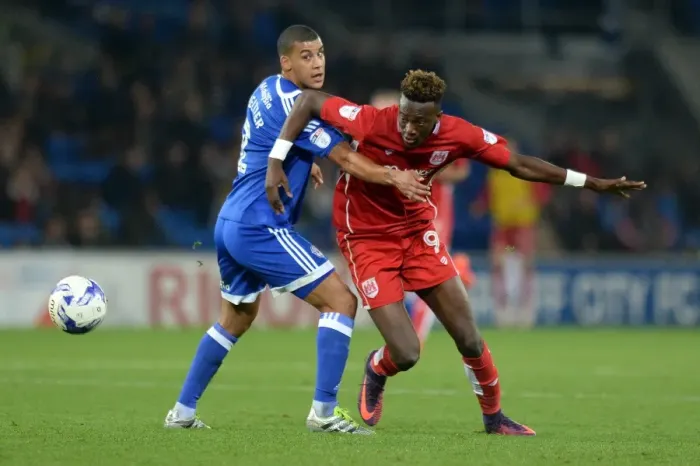 Framed Print : Tammy Abraham vs Lee Peltier: Intense Battle at Cardiff City Stadium (Cardiff City v Bristol City, Sky Bet Championship) Framed Print : Tammy Abraham vs Lee Peltier: Intense Battle at Cardiff City Stadium (Cardiff City v Bristol City, Sky Bet Championship)