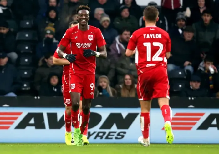 Framed Print : Tammy Abraham's Brace: 2-0 Win for Bristol City over Derby County (Sky Bet Championship, 11 / 02 / 2017)