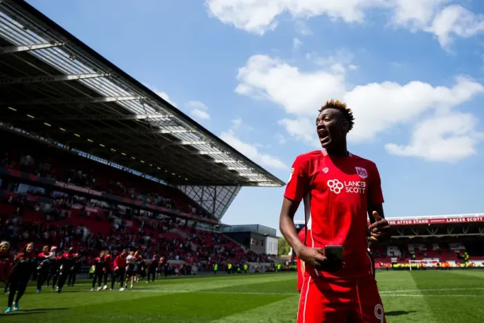 Framed Print : Tammy Abraham's Championship Victory Celebration with Bristol City Fans