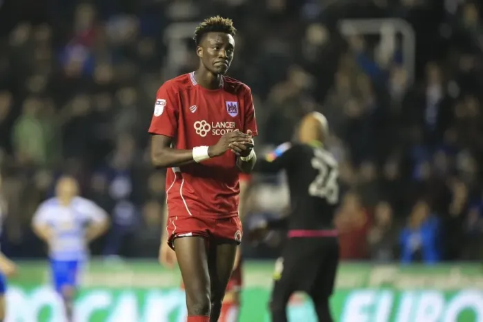 Framed Print : Tammy Abraham's Emotional Moment as Reading Edge Past Bristol City 2-1