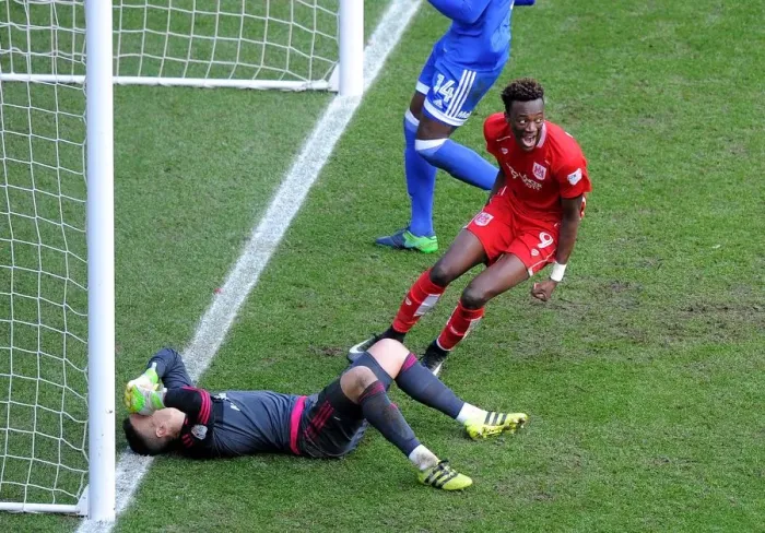 Framed Print : Tammy Abraham's Emotional Reaction to Joe Bryan's Goal: Bristol City vs. Cardiff City (14 / 01 / 2017)