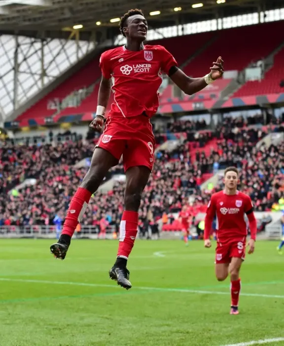 Framed Print : Tammy Abraham's Euphoric Goal Celebration: A Thrilling Moment at Ashton Gate (Bristol City vs. Cardiff City, January 14, 2017)