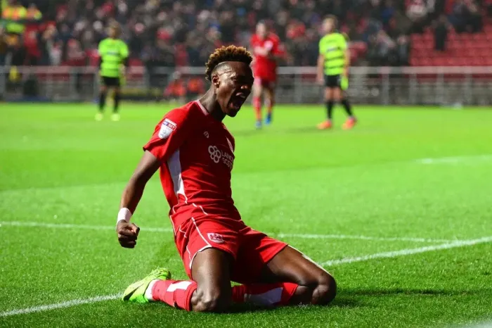 Framed Print : Tammy Abraham's Goal Celebration: Bristol City vs. Huddersfield Town, Sky Bet Championship (17 March 2017) Framed Print : Tammy Abraham's Goal Celebration: Bristol City vs. Huddersfield Town, Sky Bet Championship (17 March 2017)