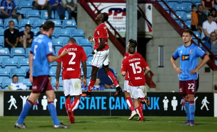 Framed Print : Tammy Abraham's Goal Celebration: Scunthorpe United vs. Bristol City, EFL Cup 2016
