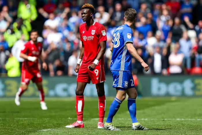 Framed Print : Tammy Abraham's Intense Focus: Bristol City vs. Birmingham City, Sky Bet Championship (07 / 05 / 2017, Ashton Gate Stadium)