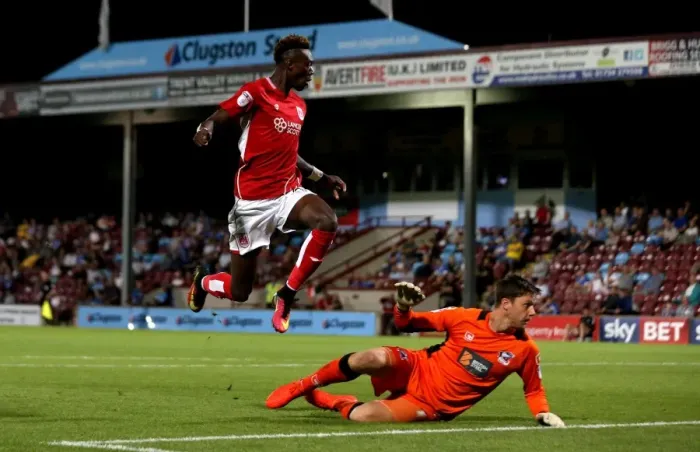 Framed Print : Tammy Abraham's Narrow Miss: Scunthorpe United vs. Bristol City, 2016