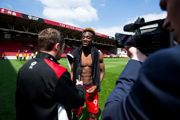 Framed Print : Tammy Abraham's Season-End Interview: Bristol City v Birmingham City, Sky Bet Championship (07 / 05 / 2017, Ashton Gate Stadium) Framed Print : Tammy Abraham's Season-End Interview: Bristol City v Birmingham City, Sky Bet Championship (07 / 05 / 2017, Ashton Gate Stadium)