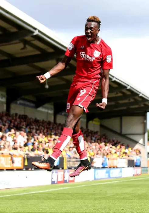 Framed Print : Tammy Abraham's Thrilling Goal Celebration: Burton Albion vs. Bristol City (Sky Bet Championship, 2016)