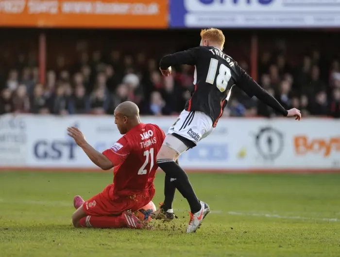 Framed Print : Tamworth's Wayne Thomas Denies Ryan Taylor's Shot in FA Cup Second Round Clash Framed Print : Tamworth's Wayne Thomas Denies Ryan Taylor's Shot in FA Cup Second Round Clash
