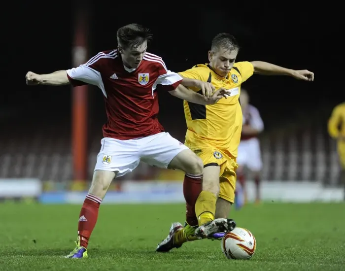 Framed Print : Tense Rivalry: Jamie Horgan vs. Lewis Holmes - Bristol City U18s vs. Newport County U18s Football Showdown Framed Print : Tense Rivalry: Jamie Horgan vs. Lewis Holmes - Bristol City U18s vs. Newport County U18s Football Showdown