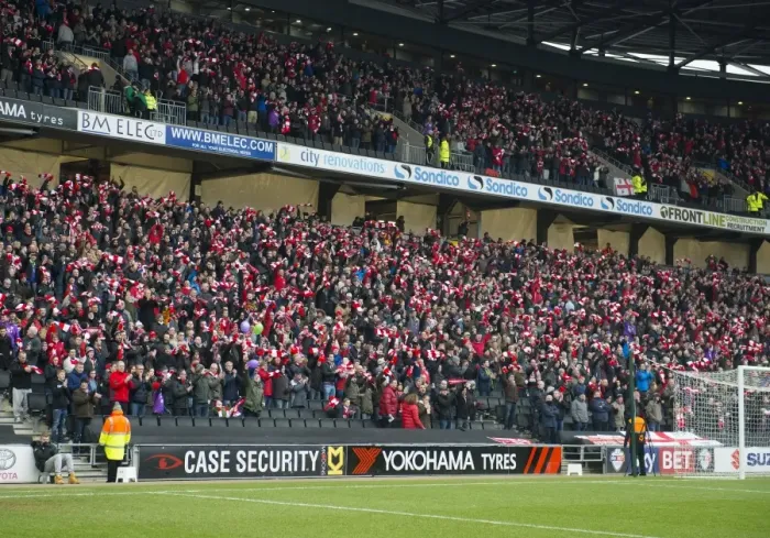 Framed Print : Five Thousand Strong: Bristol City Fans Unite at Stadium MK Framed Print : Five Thousand Strong: Bristol City Fans Unite at Stadium MK