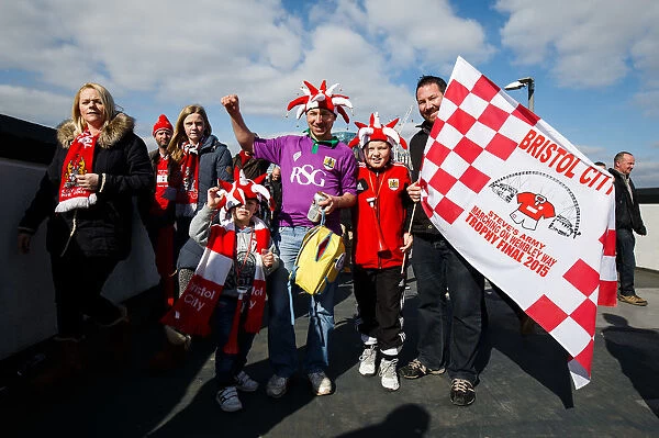 Thousands of Bristol City Fans En route to Wembley Stadium for the Johnstones Paint Trophy Final, 2015