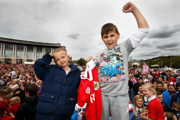 Framed Print : Thousands Celebrate: Bristol City's Championship Promotion Parade - A Sea of Joy in Bristol Framed Print : Thousands Celebrate: Bristol City's Championship Promotion Parade - A Sea of Joy in Bristol