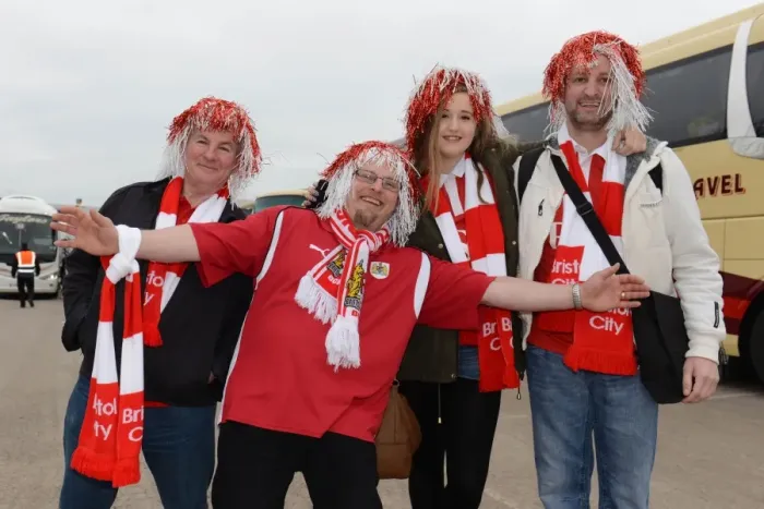 Framed Print : Thousands of Ecstatic Bristol City Fans Heading to Wembley for Johnstone Paint Trophy Final Against Walsall Framed Print : Thousands of Ecstatic Bristol City Fans Heading to Wembley for Johnstone Paint Trophy Final Against Walsall