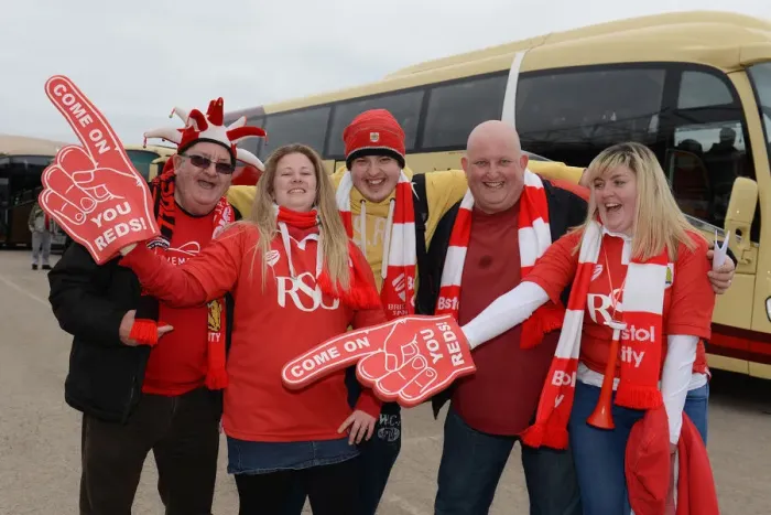 Framed Print : Thousands of Excited Bristol City Fans Heading to Wembley for the Johnstone's Paint Trophy Final Against Walsall Framed Print : Thousands of Excited Bristol City Fans Heading to Wembley for the Johnstone's Paint Trophy Final Against Walsall