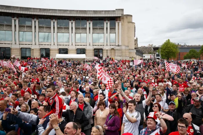 Framed Print : Thousands Rejoice: Bristol City's Double Title Victory Parade - Championship Promotion and Johnstones Paint Trophy Win Framed Print : Thousands Rejoice: Bristol City's Double Title Victory Parade - Championship Promotion and Johnstones Paint Trophy Win