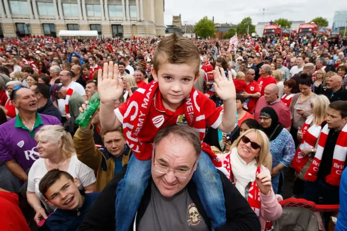 Framed Print : Thousands Rejoice: Bristol City's Championship Promotion Parade - A Sea of Celebration Framed Print : Thousands Rejoice: Bristol City's Championship Promotion Parade - A Sea of Celebration