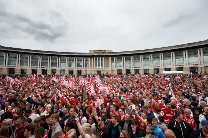 Framed Print : Thousands Rejoice: Bristol City's Championship Promotion Parade - A Sea of Celebration in Bristol