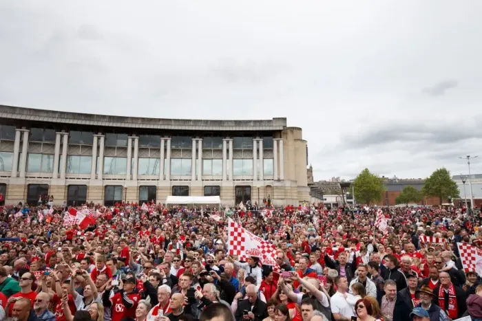 Framed Print : Thousands Rejoice: Bristol City's Double Title Victory and Promotion to Championship - Epic Bus Parade Framed Print : Thousands Rejoice: Bristol City's Double Title Victory and Promotion to Championship - Epic Bus Parade