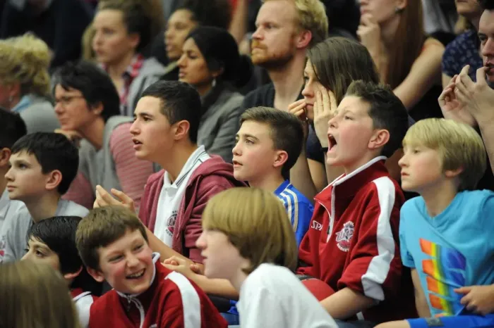 Framed Print : Thrilling Basketball Showdown: Bristol Flyers Fans in Full Cheer Against Newcastle Eagles at SGS Wise Campus Framed Print : Thrilling Basketball Showdown: Bristol Flyers Fans in Full Cheer Against Newcastle Eagles at SGS Wise Campus