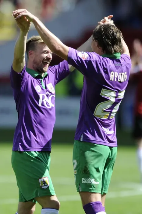 Framed Print : Thrilling Celebration: Wade Elliott and Luke Ayling's Goal Connection for Bristol City vs. Sheffield United (August 9, 2014) Framed Print : Thrilling Celebration: Wade Elliott and Luke Ayling's Goal Connection for Bristol City vs. Sheffield United (August 9, 2014)