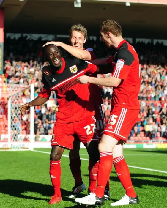 Framed Print : Thrilling Championship Showdown: Albert Adomah's Euphoric Goal Celebration at Ashton Gate - September 2012