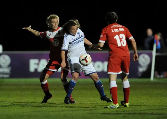 Framed Print : Thrilling FA Womens Super League Match: Bristol Academy vs. Chelsea Ladies at Gifford Stadium