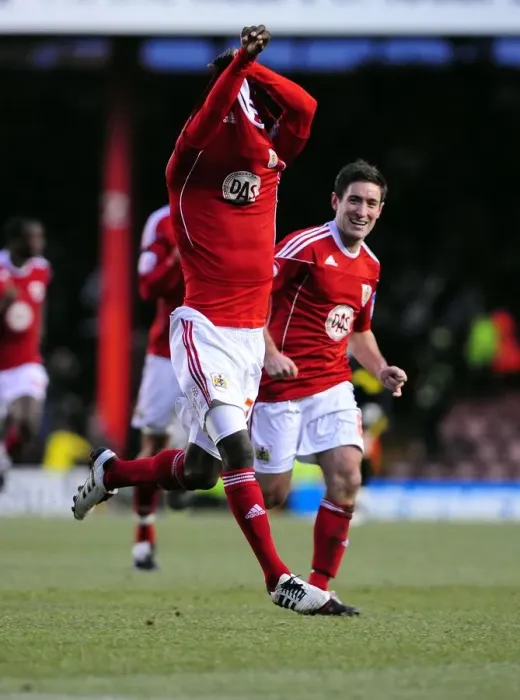 Framed Print : Thrilling Goal Celebration: Jamal Campbell-Ryce Stuns Cardiff City in Bristol City's Championship Win (January 1, 2011) Framed Print : Thrilling Goal Celebration: Jamal Campbell-Ryce Stuns Cardiff City in Bristol City's Championship Win (January 1, 2011)
