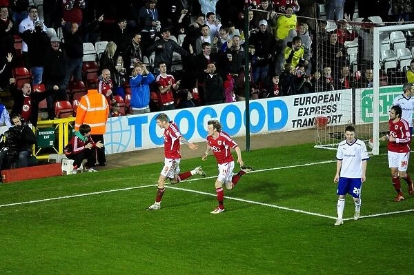 Thrilling Goal Celebration: Jon Stead Scores for Bristol City Against Cardiff City at Ashton Gate Stadium (March 10, 2012)