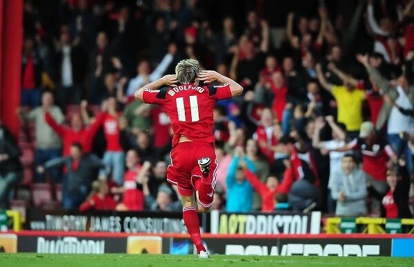 Thrilling Goal Celebration: Martyn Woolford Ignites Ashton Gate for Bristol City vs Crystal Palace in Championship 2012