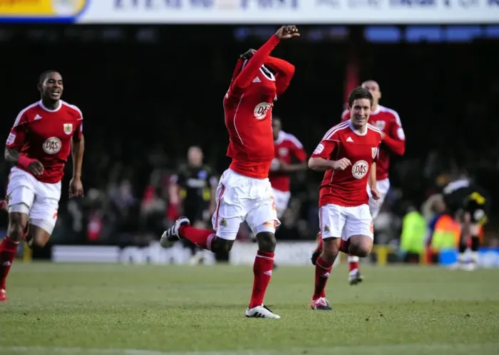 Framed Print : Thrilling Goal: Jamal Campbell-Ryce's Championship-Winning Celebration for Bristol City vs. Cardiff City (January 1, 2011) Framed Print : Thrilling Goal: Jamal Campbell-Ryce's Championship-Winning Celebration for Bristol City vs. Cardiff City (January 1, 2011)