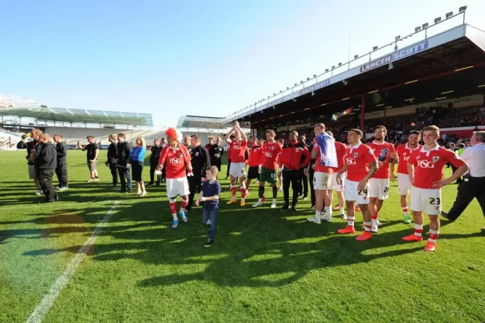 Framed Print : Thrilling League Victory for Bristol City: Euphoric Celebrations at Ashton Gate Framed Print : Thrilling League Victory for Bristol City: Euphoric Celebrations at Ashton Gate