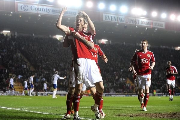 Thrilling Moment: Jon Stead and Martyn Woolford's Goal Celebration for Bristol City against Cardiff City (March 10, 2012)