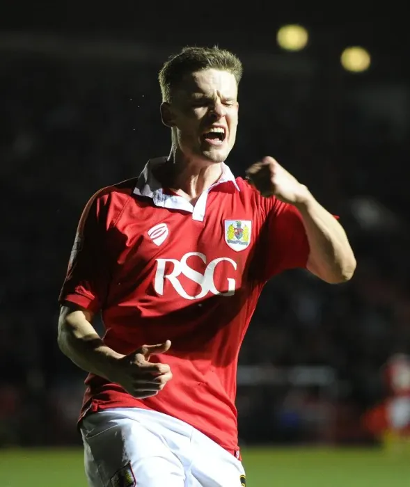 Framed Print : Thrilling Moment: Matt Smith's Goal Celebration, Bristol City vs Port Vale, Sky Bet League One, 2015