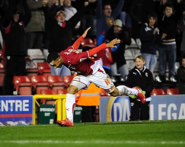Thrilling Moment: Nicky Maynard's Goal Celebration vs Barnsley in Bristol City's Championship Win, 2010