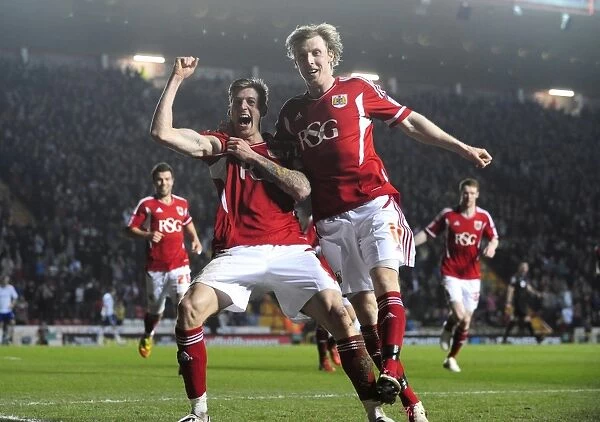 Thrilling Moment: Stead and Woolford's Euphoric Goal Celebration (Bristol City vs. Cardiff City, March 10, 2012)