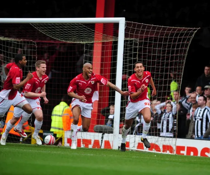 Framed Print : Thrilling Opener: Lewin Nyatanga Scores for Bristol City against Newcastle United in the Championship Clash at Ashton Gate Stadium (2010)