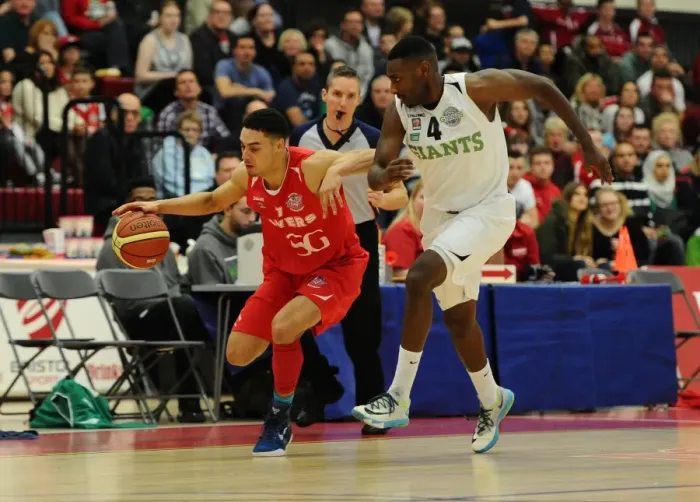 Framed Print : Thrilling Showdown: Bristol Flyers vs Manchester Giants in British Basketball League