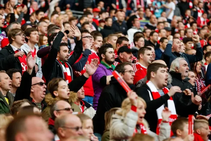 Framed Print : Thrilling Wembley Victory: Euphoria Amongst Bristol City Fans Framed Print : Thrilling Wembley Victory: Euphoria Amongst Bristol City Fans